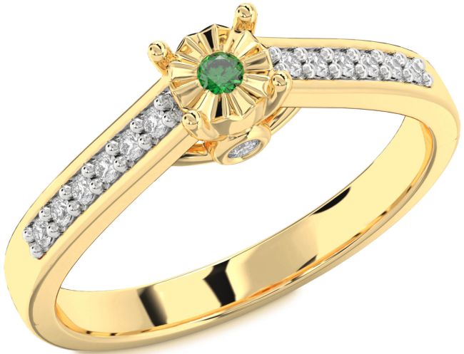 Diamond Emerald Gold Round Pave Promise Ring