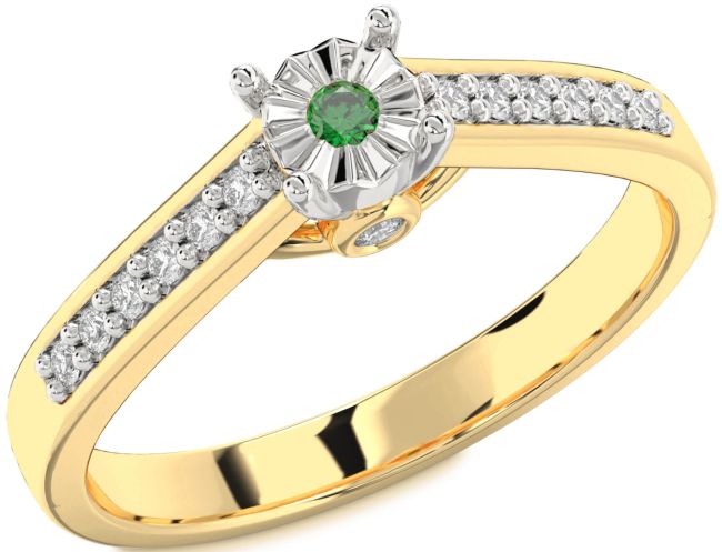 Diamond Emerald Gold Silver Round Pave Promise Ring
