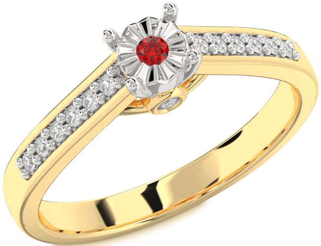 Diamond Ruby Gold Silver Round Pave Promise Ring