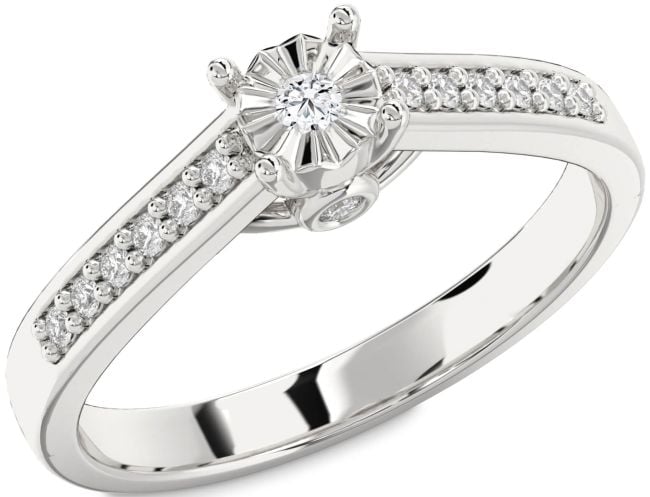 Diamond Silver Round Pave Promise Ring