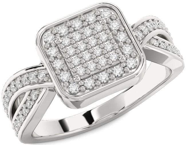 Diamond Silver Round Pave Promise Ring