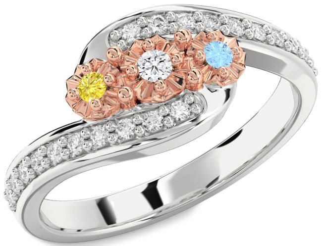 Diamond Platinum & Rose Gold Round Two Stone Mother's Ring