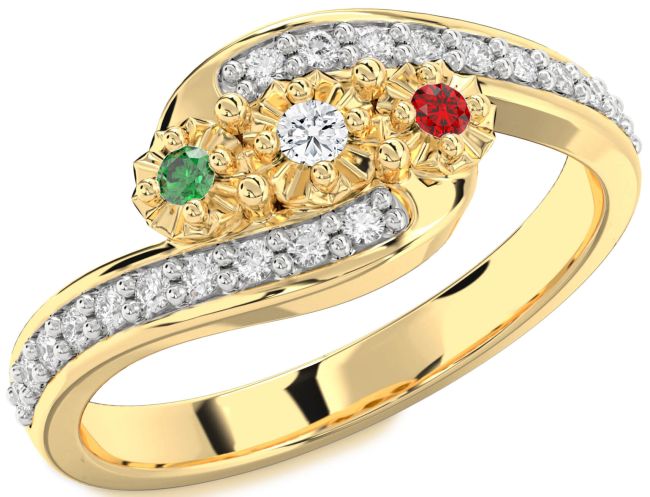 Diamond Gold Round Two Stone Mother's Ring