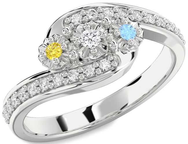 Diamond White Gold Round Two Stone Mother's Ring