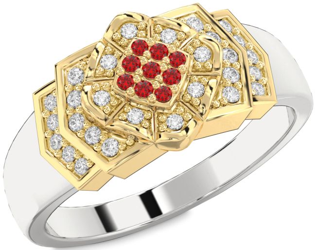 Diamond Ruby Gold Silver Round Promise Ring