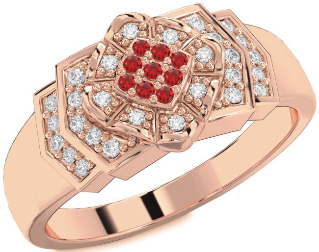 Diamond Ruby Rose Gold Round Promise Ring