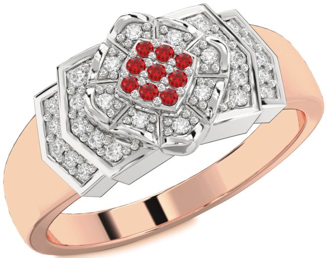 Diamond Ruby Rose Gold Silver Round Promise Ring