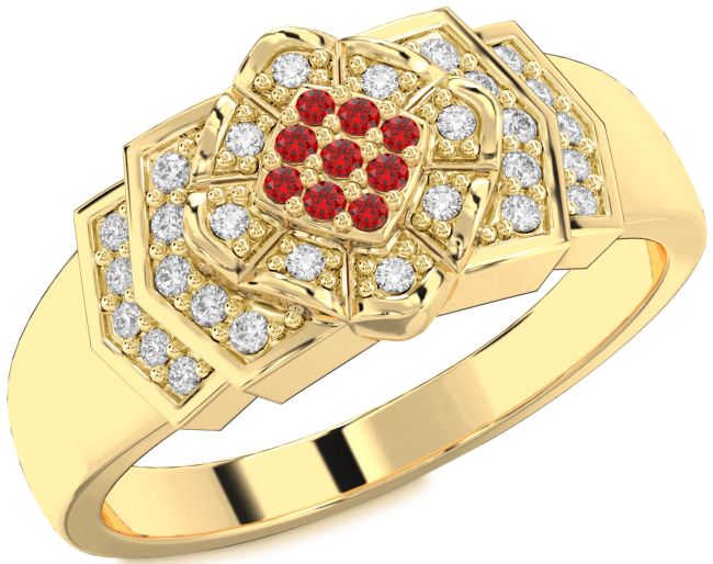 Diamond Ruby Gold Round Promise Ring