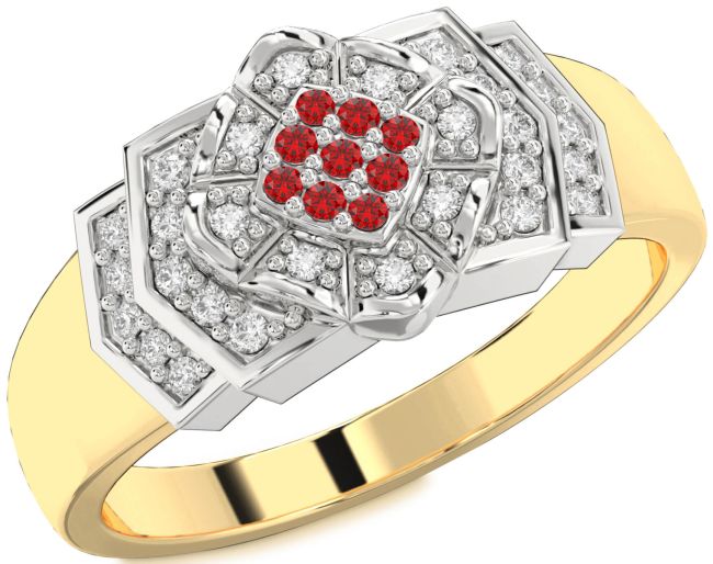 Diamond Ruby Gold Silver Round Promise Ring