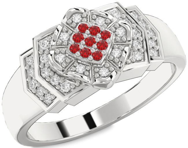Diamond Ruby Platinum Round Promise Ring
