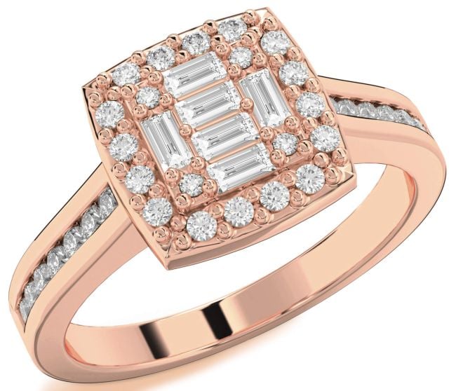 Diamond Rose Gold Baguette Pave Promise Ring