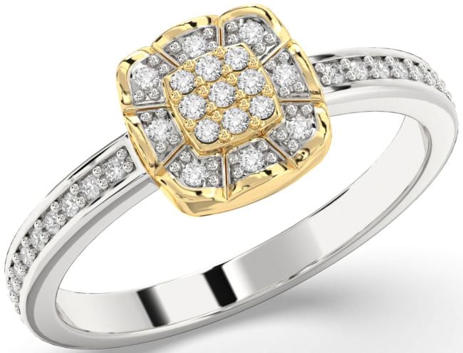 Diamond Gold Silver Round Promise Ring