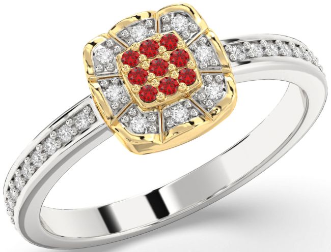 Diamond Ruby Gold Silver Round Promise Ring