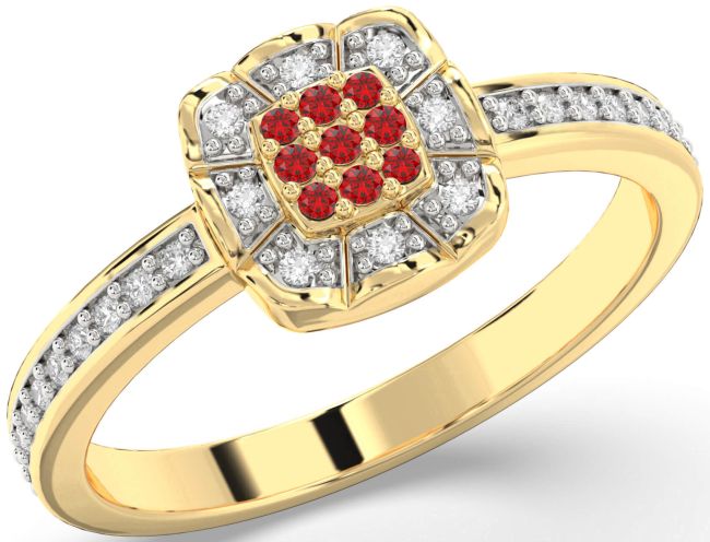 Diamond Ruby Gold Round Promise Ring