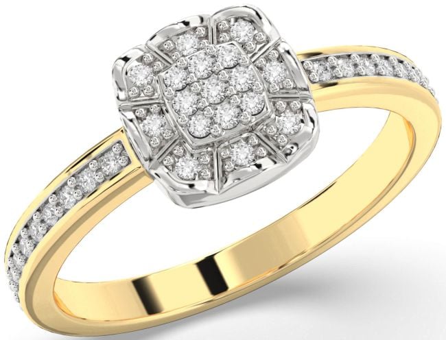 Diamond Platinum & Yellow Gold Round Promise Ring