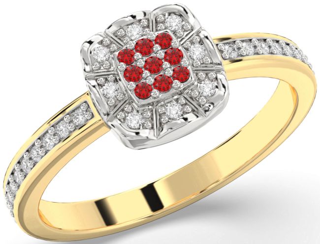 Diamond Ruby Gold Silver Round Promise Ring