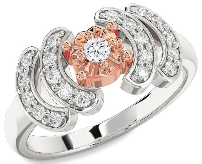 Diamond White Rose Gold Round Promise Ring