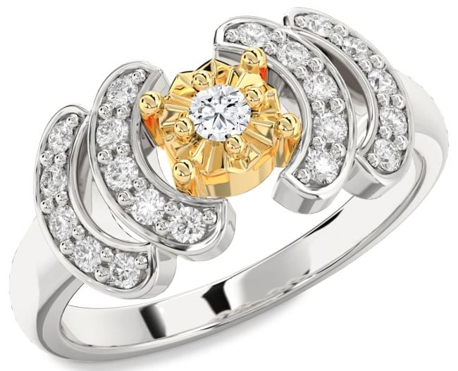 Diamond Gold Silver Round Promise Ring