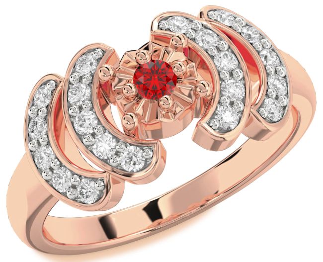 Diamond Ruby Rose Gold Round Promise Ring