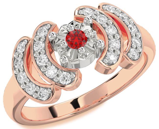 Diamond Ruby Rose Gold Silver Round Promise Ring
