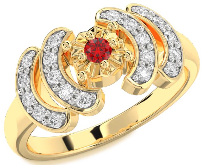 Diamond Ruby Gold Round Promise Ring