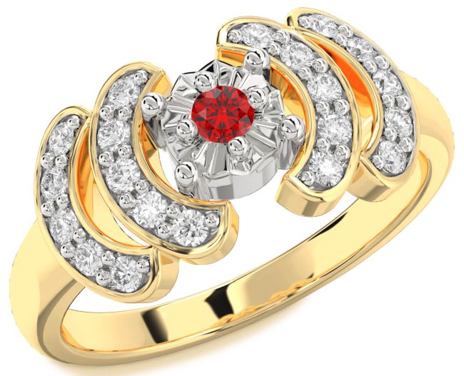Diamond Ruby Gold Silver Round Promise Ring