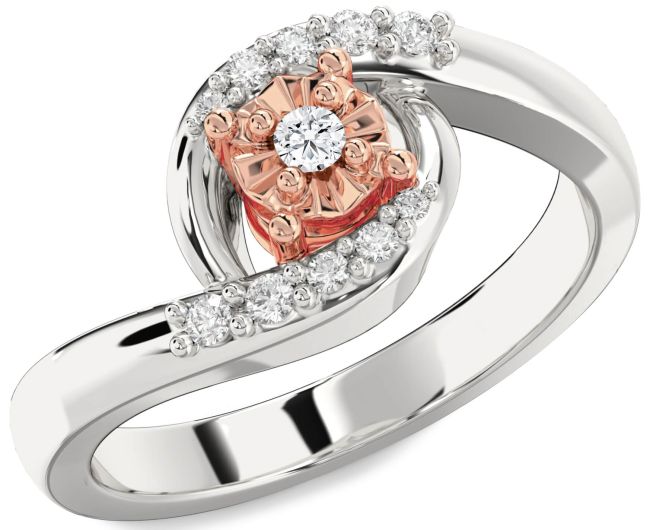 Diamond Platinum & Rose Gold Round Promise Ring