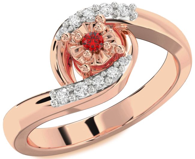 Diamond Ruby Rose Gold Round Promise Ring