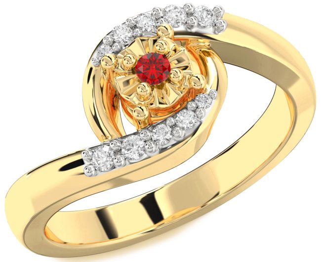 Diamond Ruby Gold Round Promise Ring