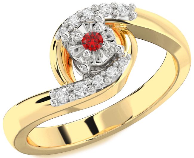 Diamond Ruby Gold Silver Round Promise Ring