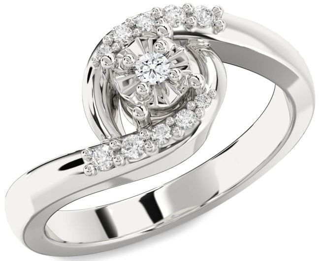 Diamond Silver Round Promise Ring