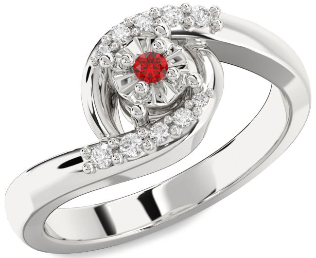 Diamond Ruby Platinum Round Promise Ring
