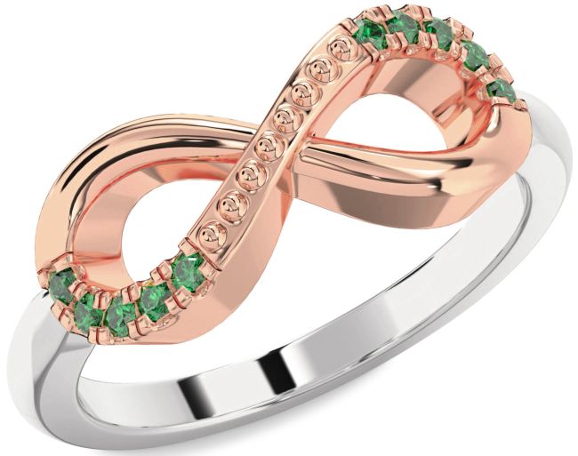 Emerald Platinum & Rose Gold Infinity Round Ring