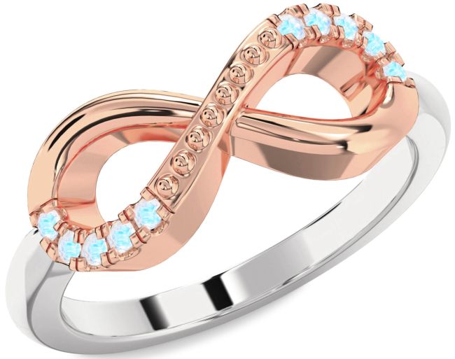 Moonstone Platinum & Rose Gold Infinity Round Ring