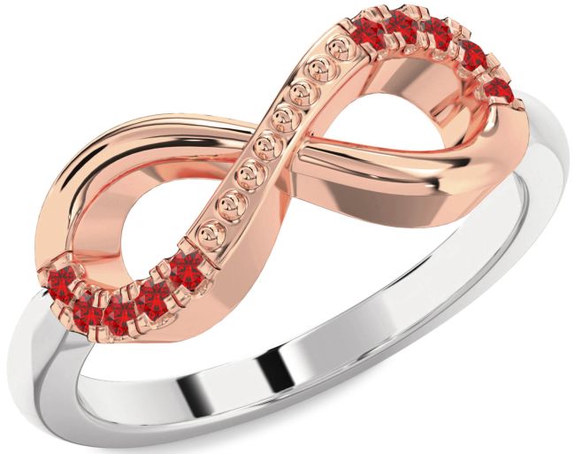 Ruby Rose Gold Silver Infinity Round Ring