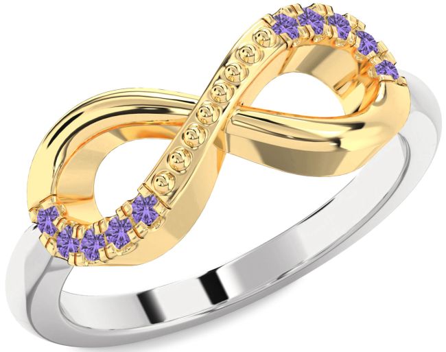 Alexandrite Gold Silver Infinity Round Ring