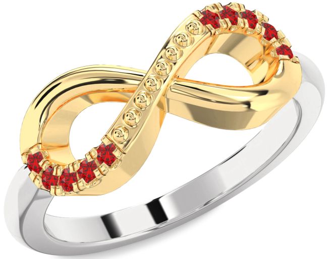 Ruby Gold Silver Infinity Round Ring