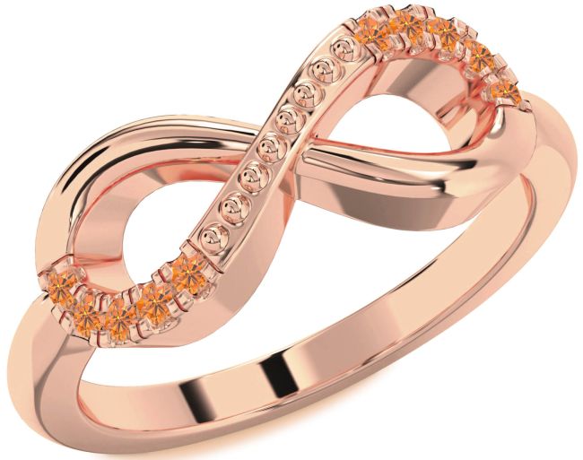 Citrine Rose Gold Infinity Round Ring