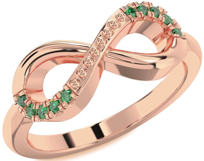Emerald Rose Gold Infinity Round Ring