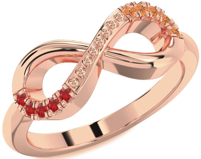 Ruby & Citrine Rose Gold Infinity Round Promise Ring