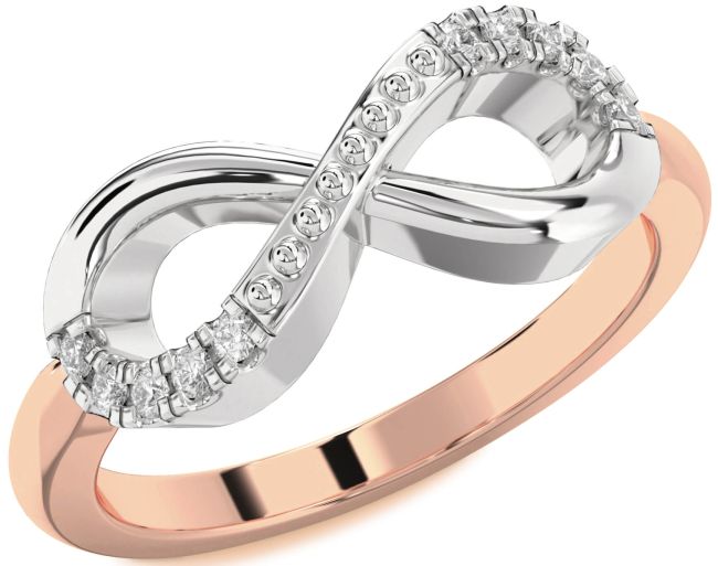 Diamond Platinum & Rose Gold Infinity Round Ring