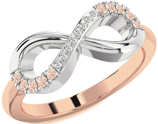Morganite Rose Gold Silver Infinity Round Ring