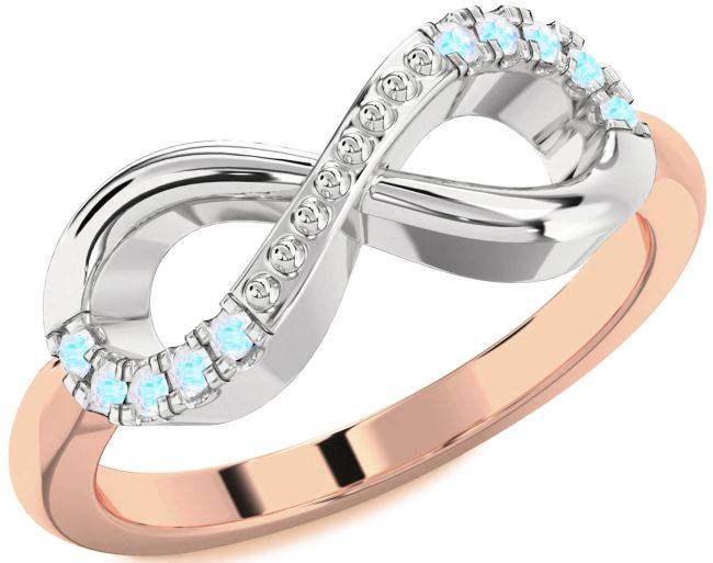 Moonstone Rose Gold Silver Infinity Round Ring