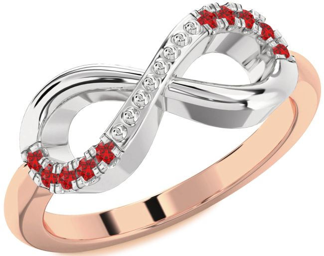 Ruby Rose Gold Silver Infinity Round Ring