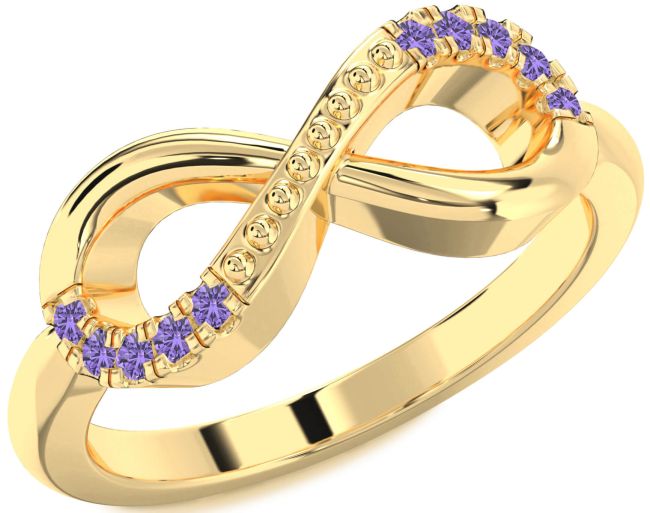 Alexandrite Gold Infinity Round Ring