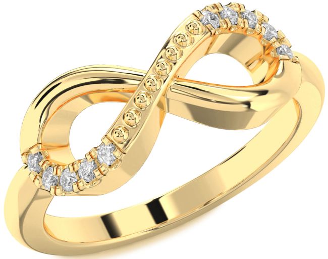 Moissanite Gold Infinity Round Ring