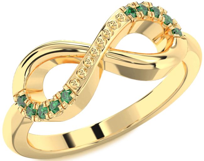 Emerald Gold Infinity Round Ring