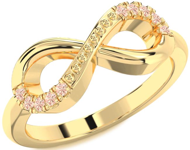 Morganite Gold Infinity Round Ring