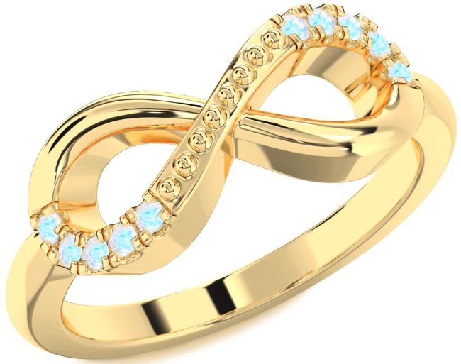Moonstone Gold Silver Infinity Round Ring