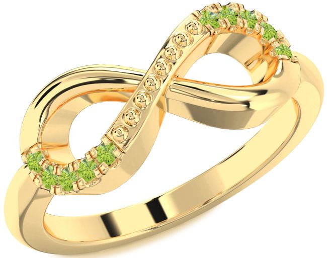 Peridot Gold Silver Infinity Round Ring